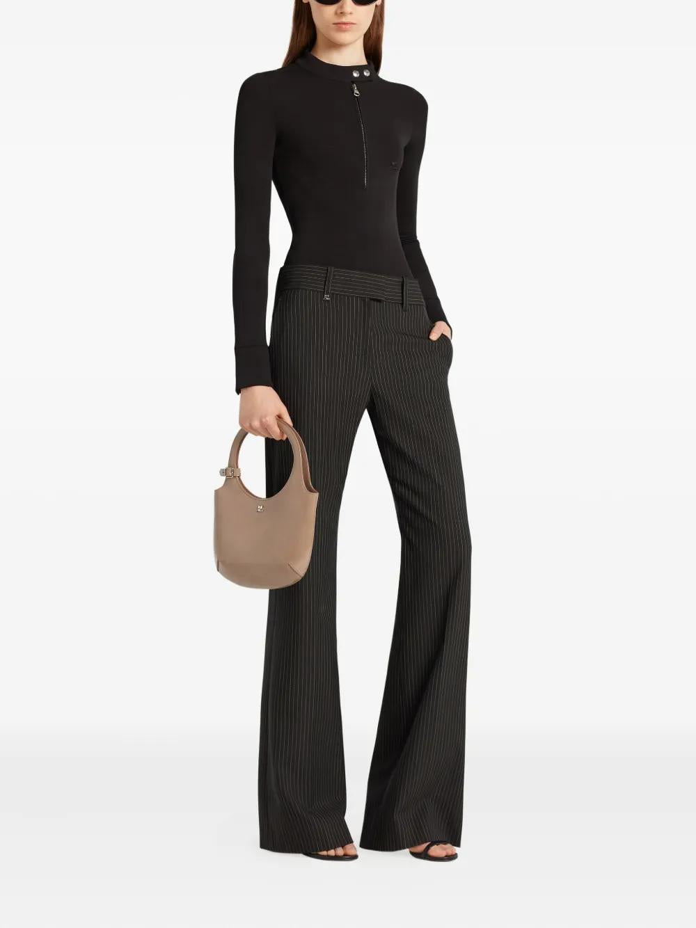 COURREGÈS Leather Shoulder Handbag with Rounded Handle