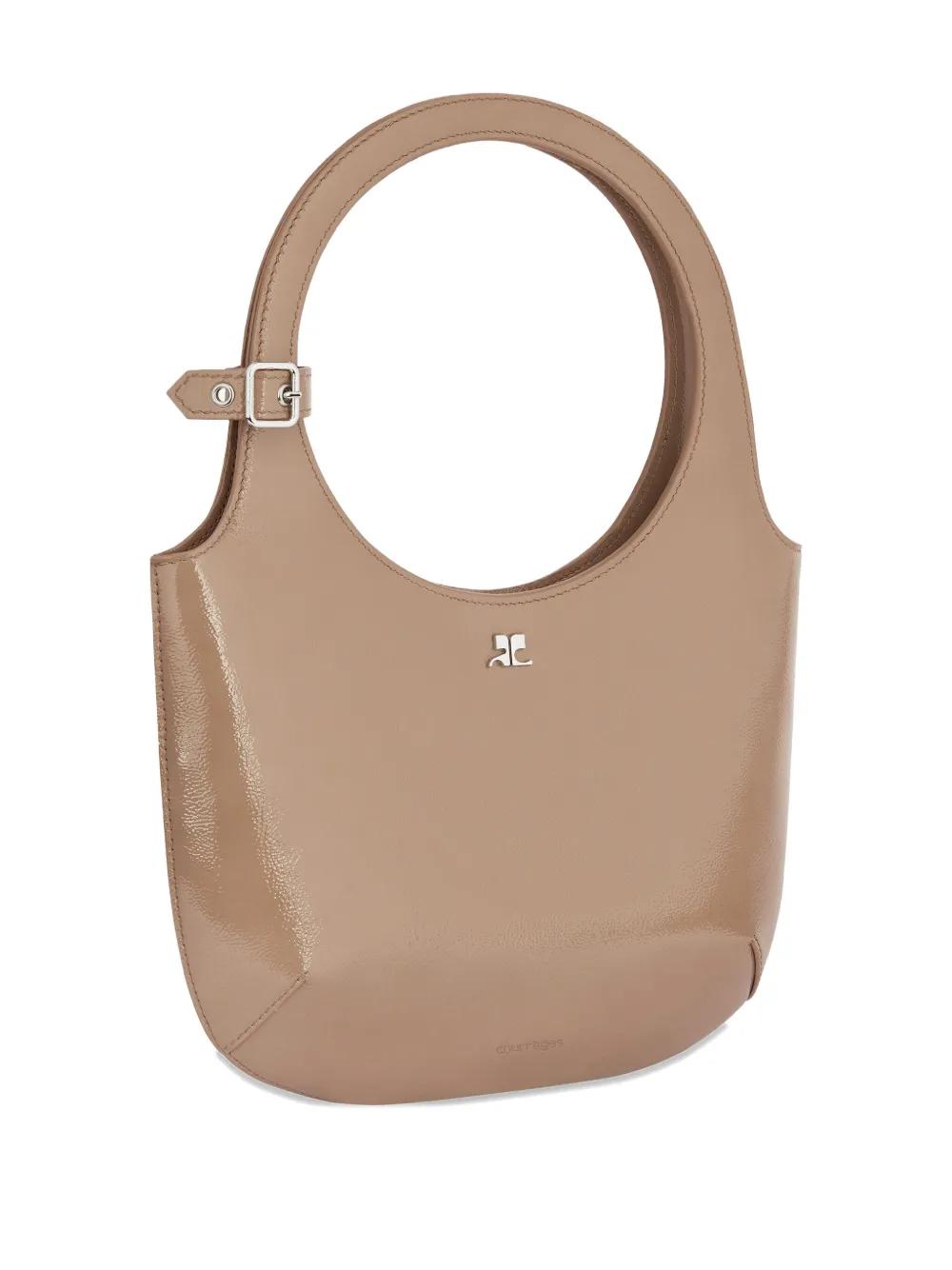 COURREGÈS Leather Shoulder Handbag with Rounded Handle