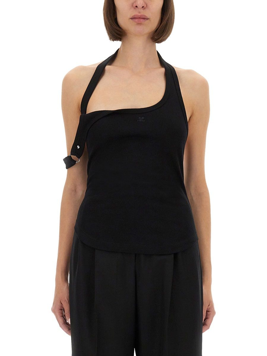 COURREGÈS 90's Buckle Tank Top with Asymmetric Straps - Women's