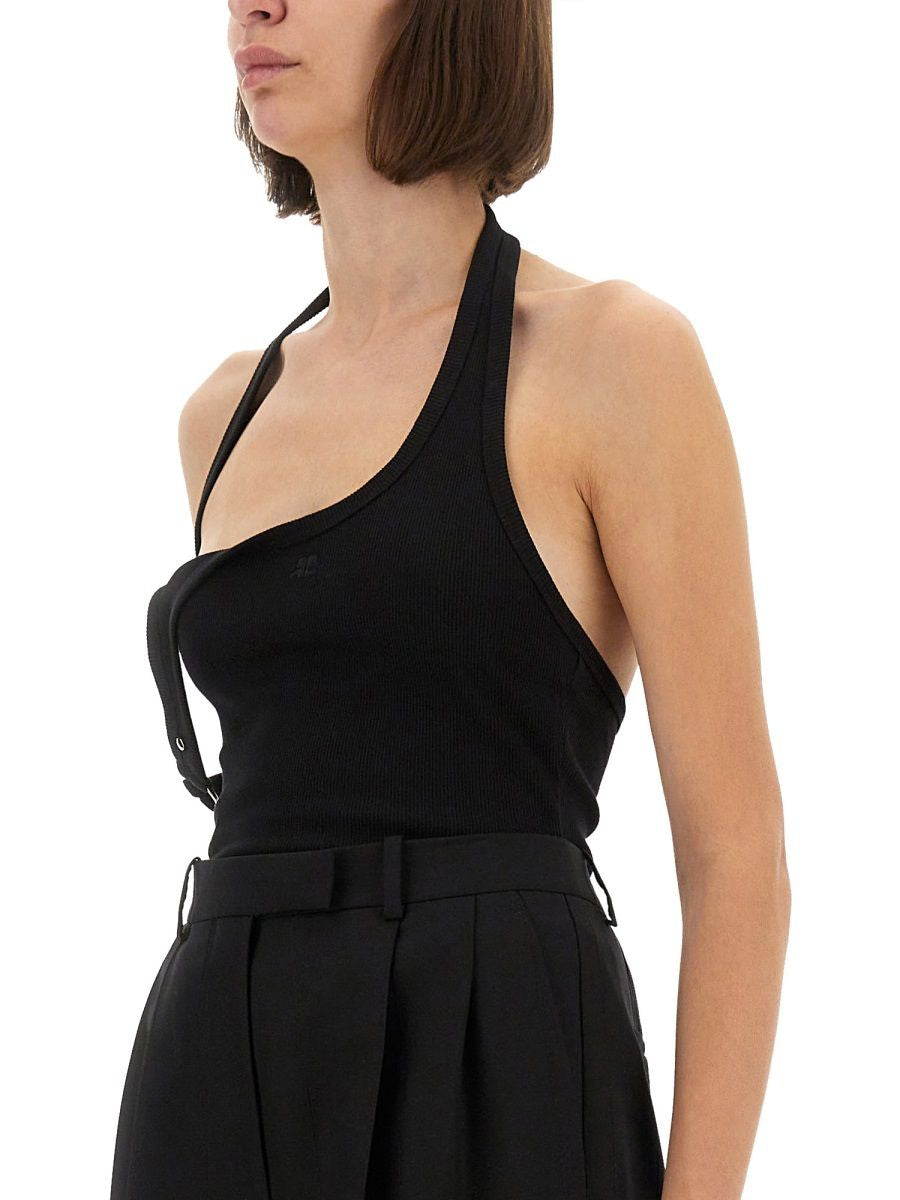 COURREGÈS 90's Buckle Tank Top with Asymmetric Straps - Women's