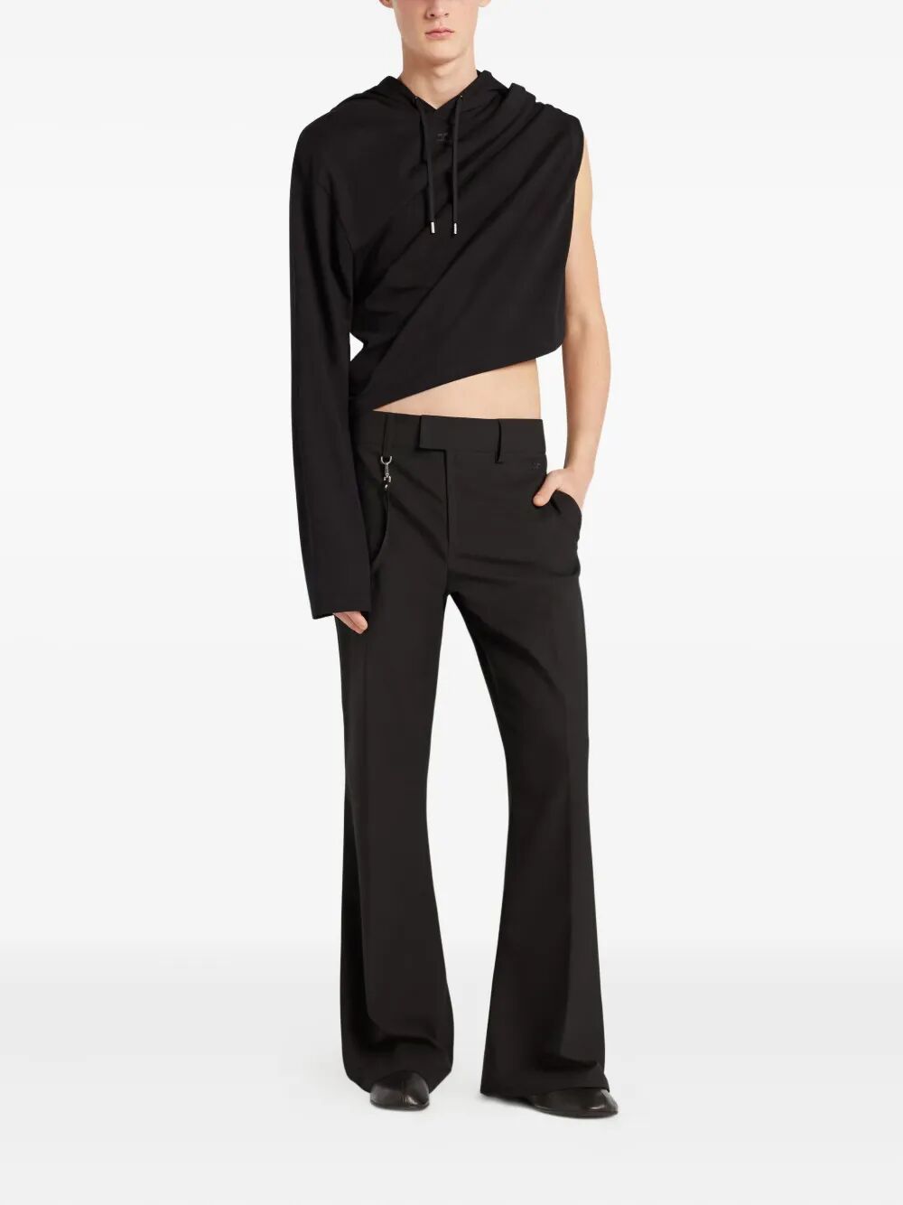 COURREGÈS Off Shoulder Hooded Mini T-Shirt