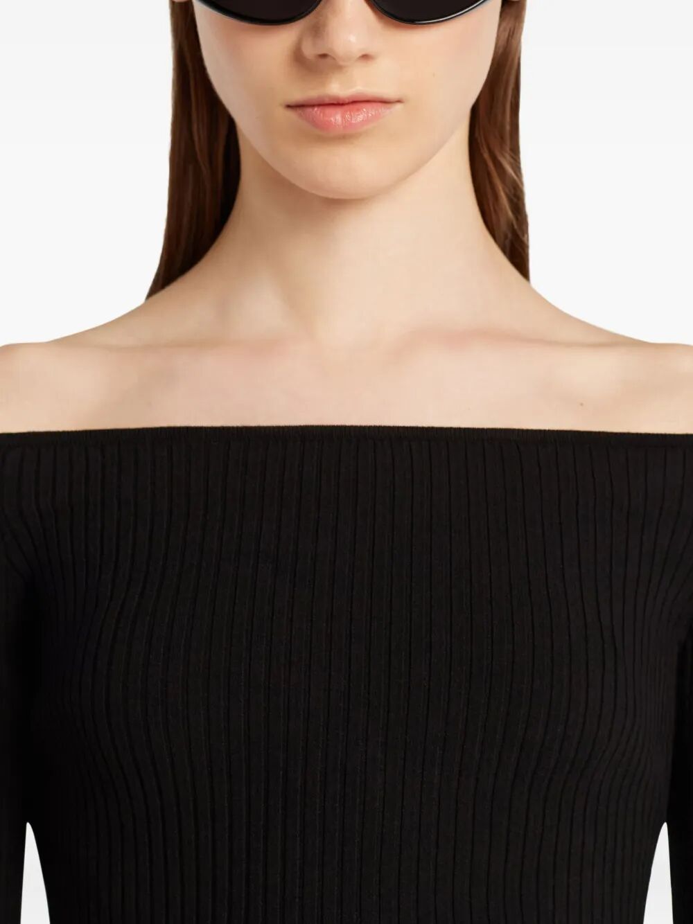COURREGÈS Off Shoulder Rib Knit Top