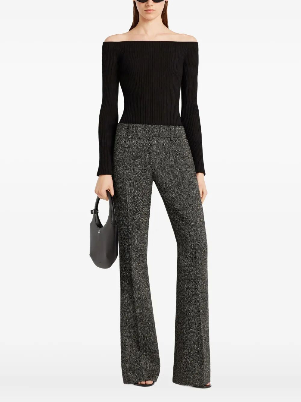 COURREGÈS Off Shoulder Rib Knit Top