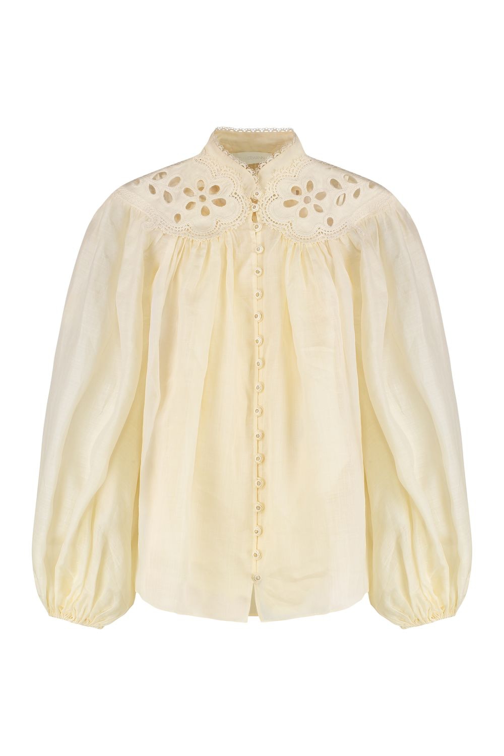 ZIMMERMANN Gathered Ramie Shirt - Size 0P/0/1/2/3/4