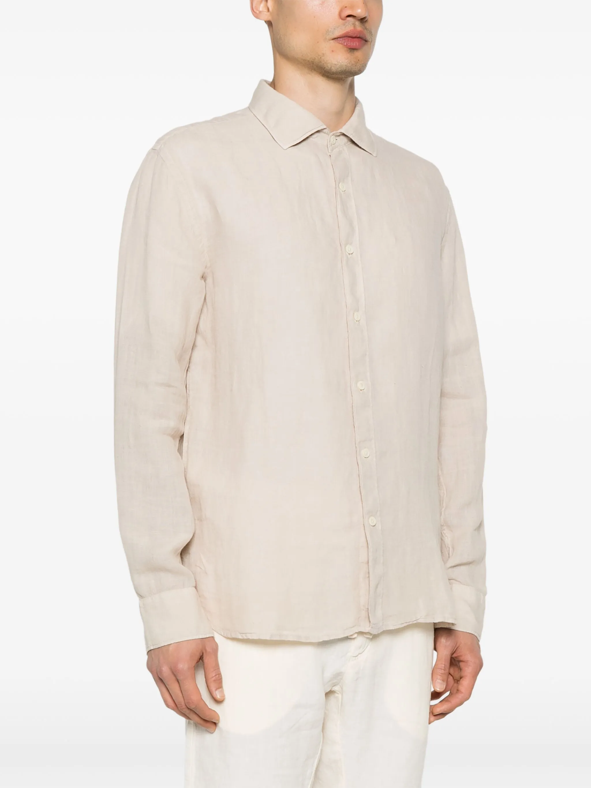 120% LINO Slim Fit Linen Shirt with Long Sleeves