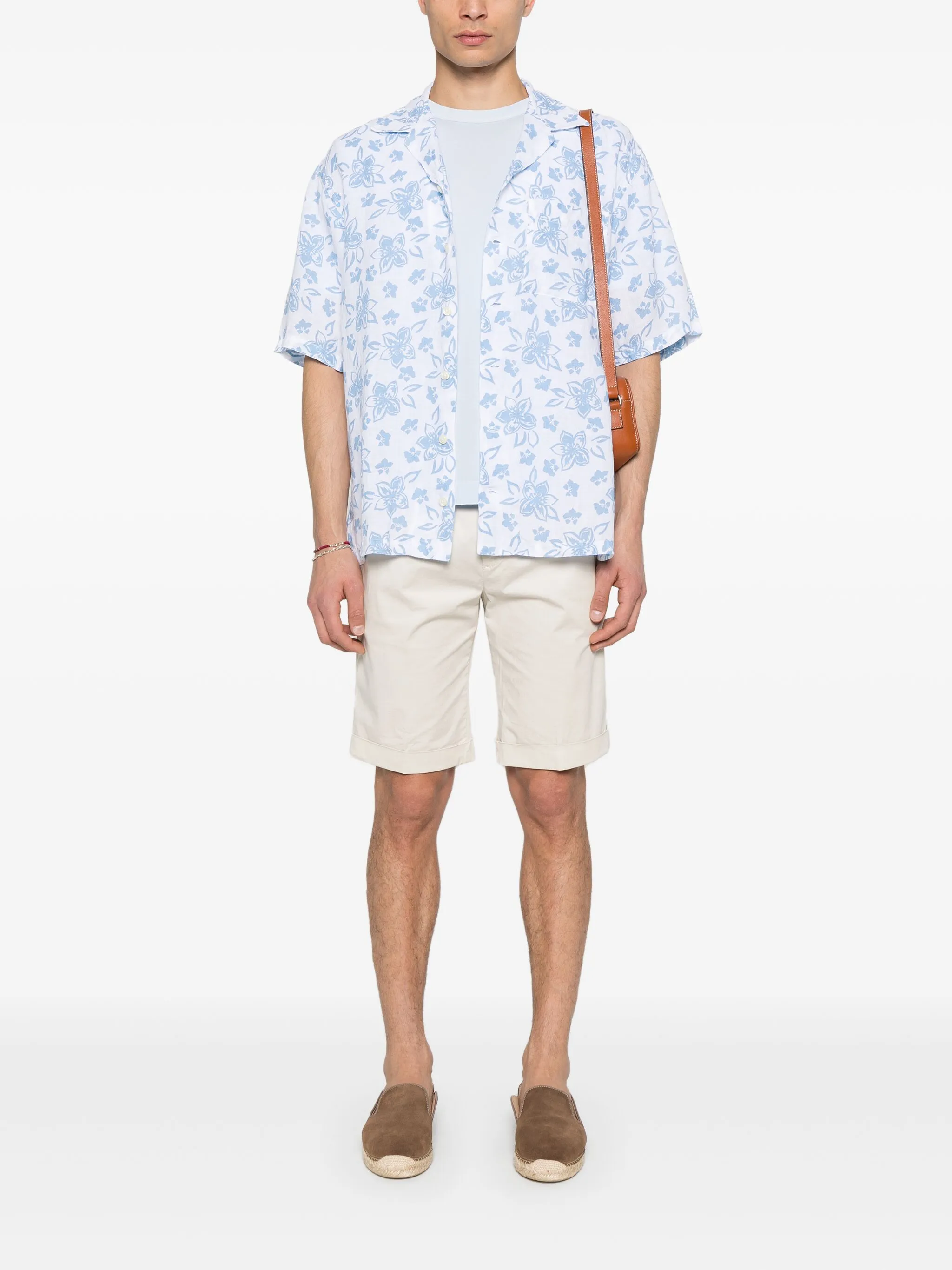120% LINO Relaxed Fit Floral Short Sleeve Shirt