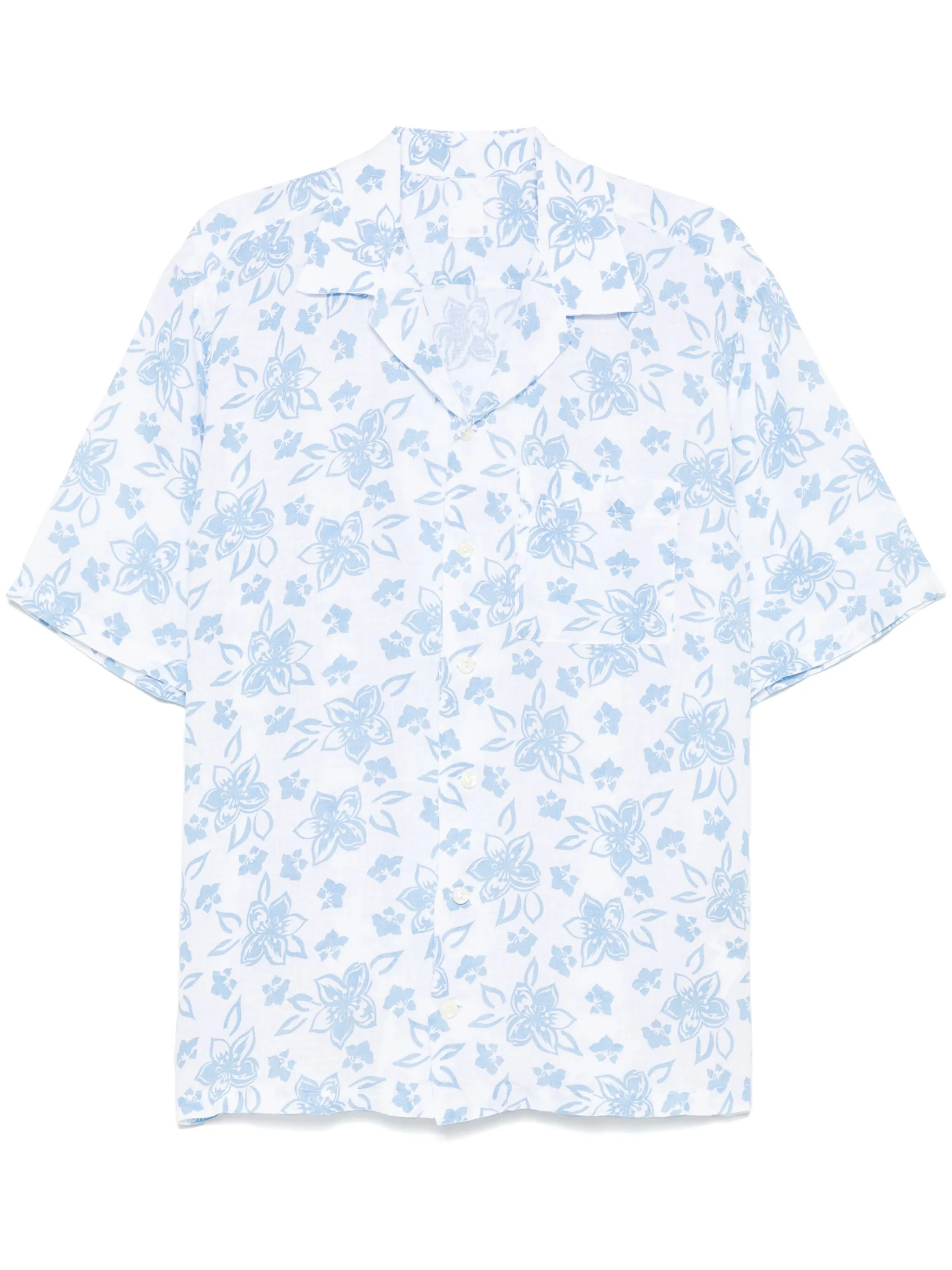 120% LINO Relaxed Fit Floral Short Sleeve Shirt