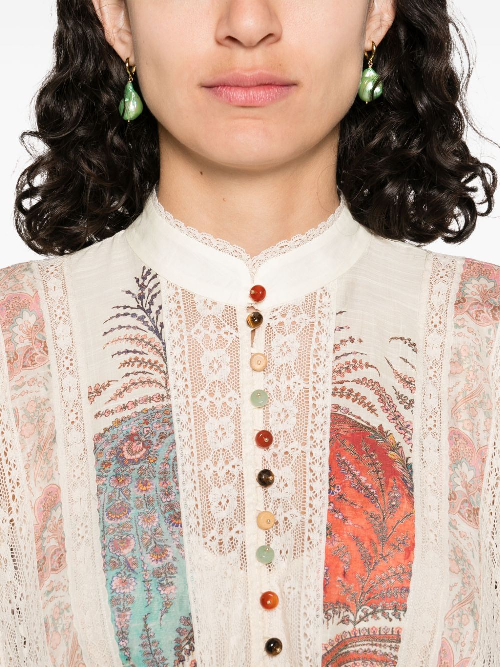 ZIMMERMANN Printed Cotton Mini Dress with Belted Waist