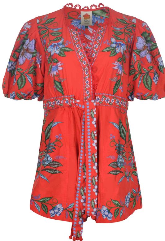 FARM RIO Floral Puff Sleeve Mini Dress