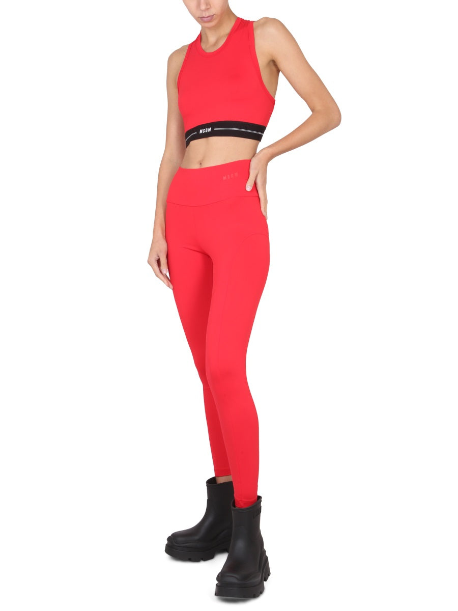 MSGM High-Waisted Logo Leggings