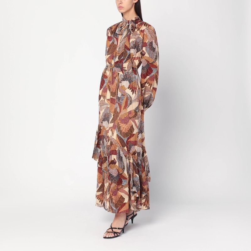 FARM RIO Fluid Long Dress with Parrot Pattern