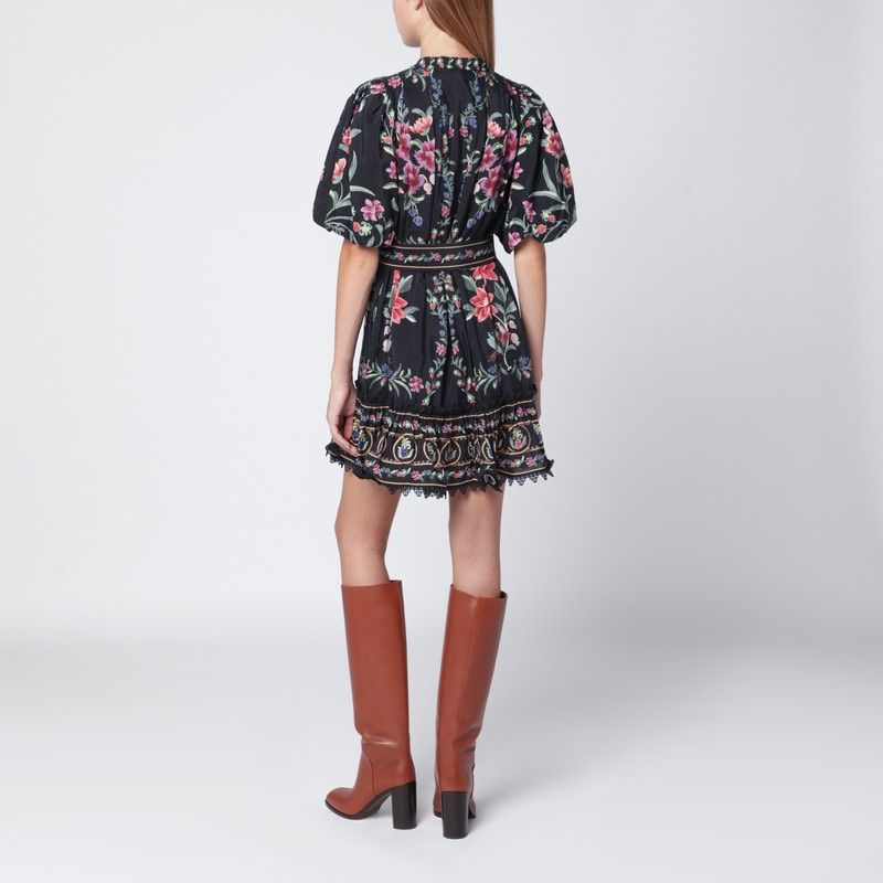 FARM RIO Floral Print Mini Dress with Adjustable Waist Belt
