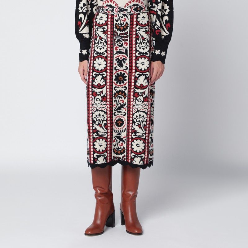 FARM RIO Striped Midi Skirt with Tapestry