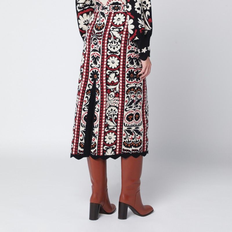 FARM RIO Striped Midi Skirt with Tapestry