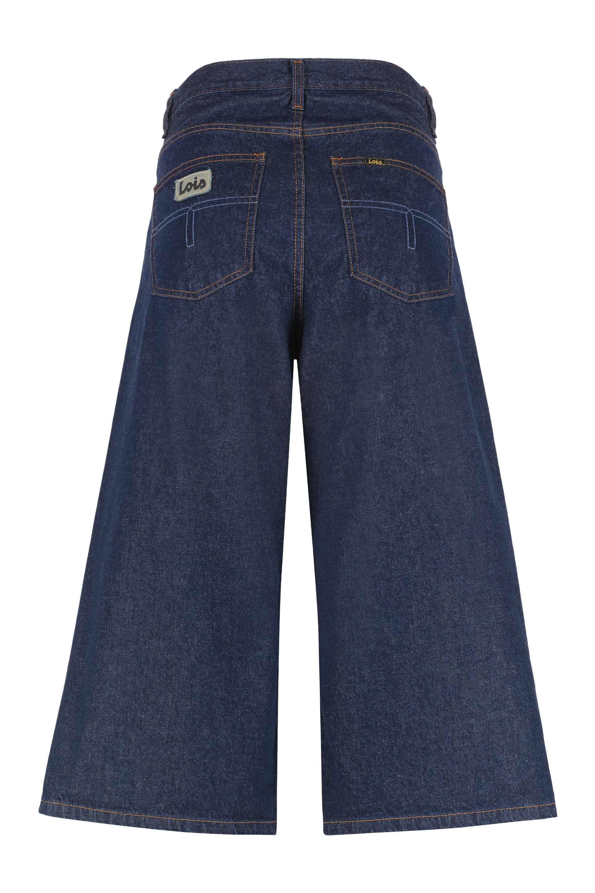 LOIS JEANS Cropped Denim Jeans with Engraved Metal Details