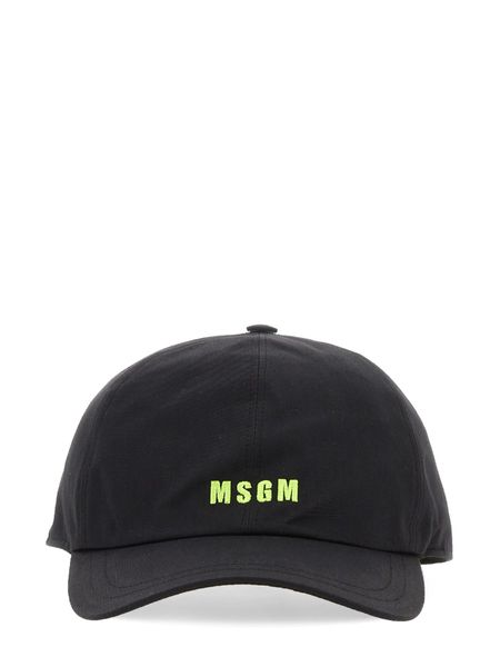 MSGM Embroidered Raffia Baseball Cap