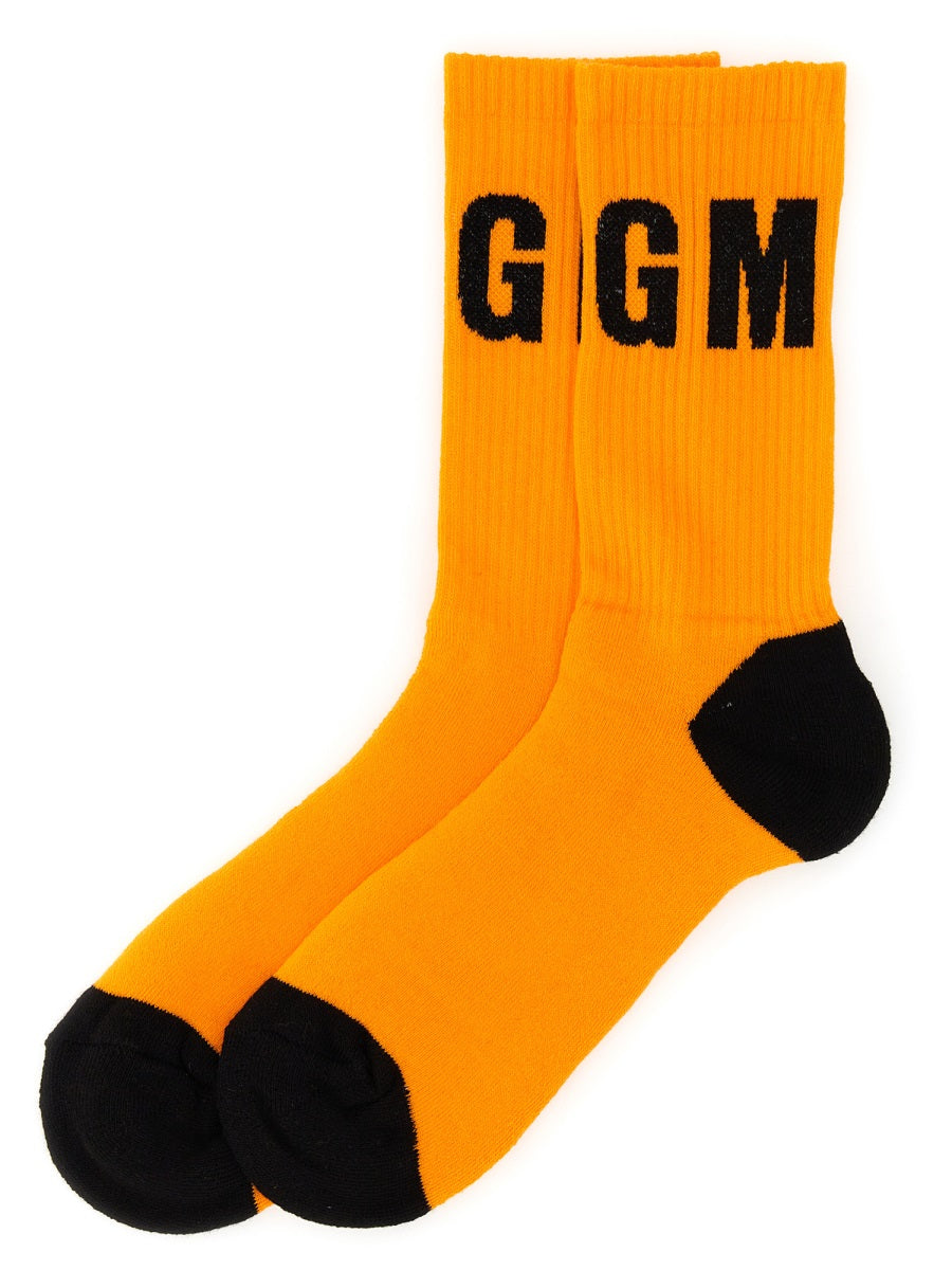 MSGM Logo-Embroidered High Legging Socks