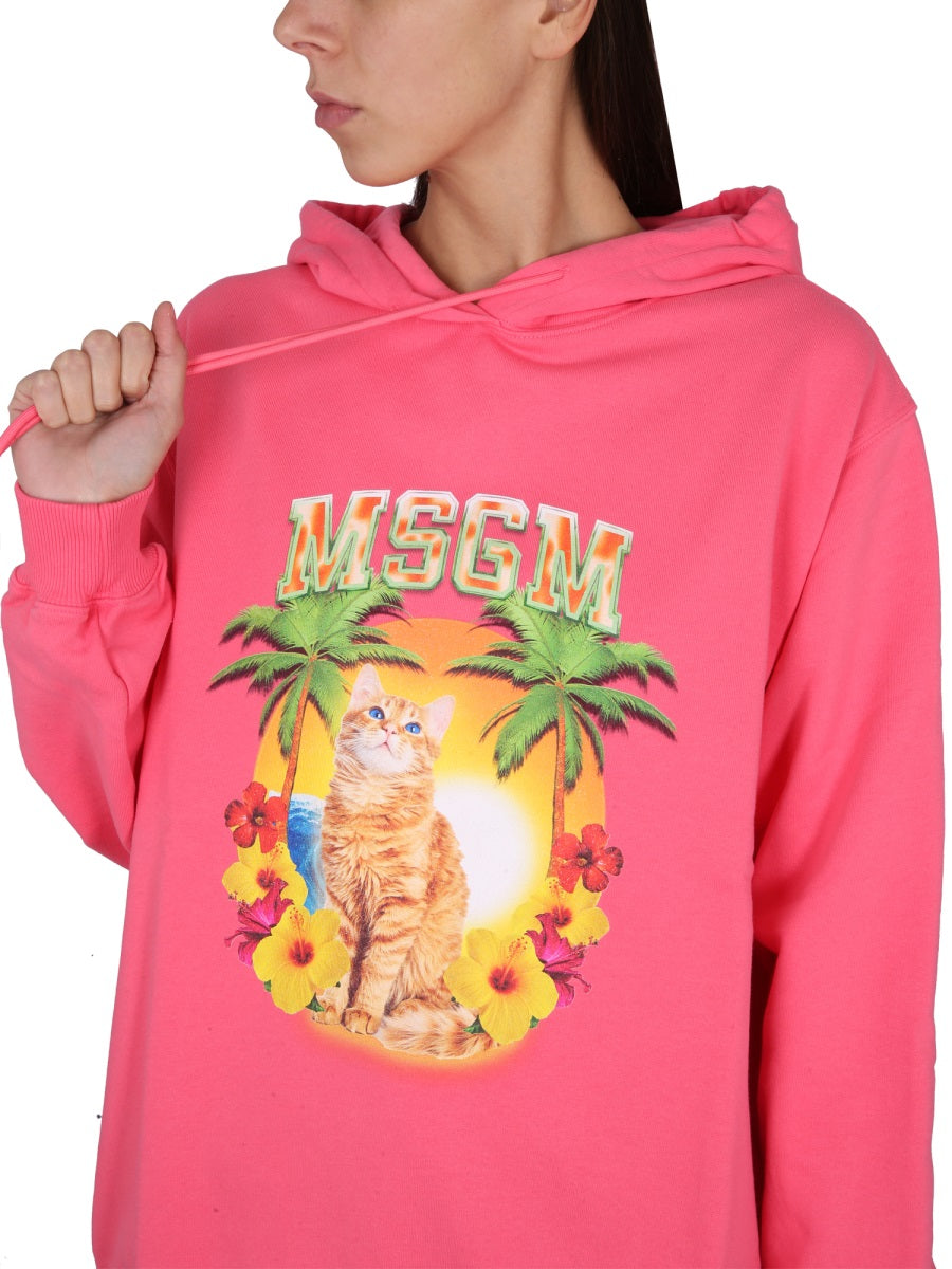MSGM Logo Hoodie with Drawstring for Women
