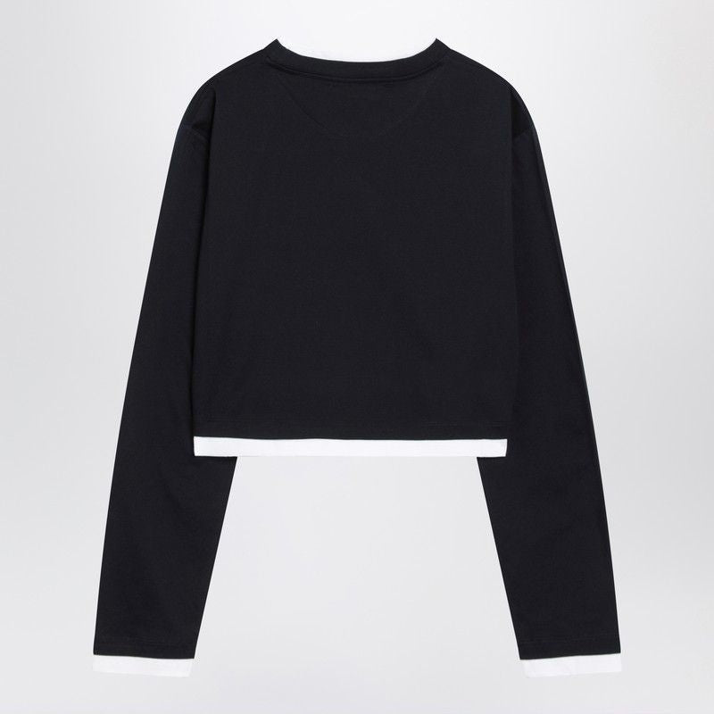PRADA Oversized Cotton T-Shirt with Ribbed Crew Neck - Women's