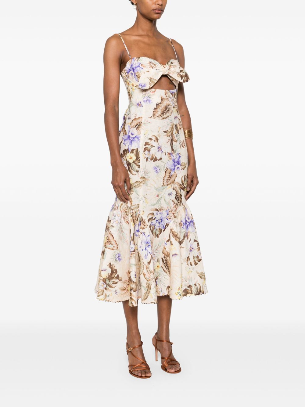 ZIMMERMANN Women’s Tie Front Midi Dress - Size 0