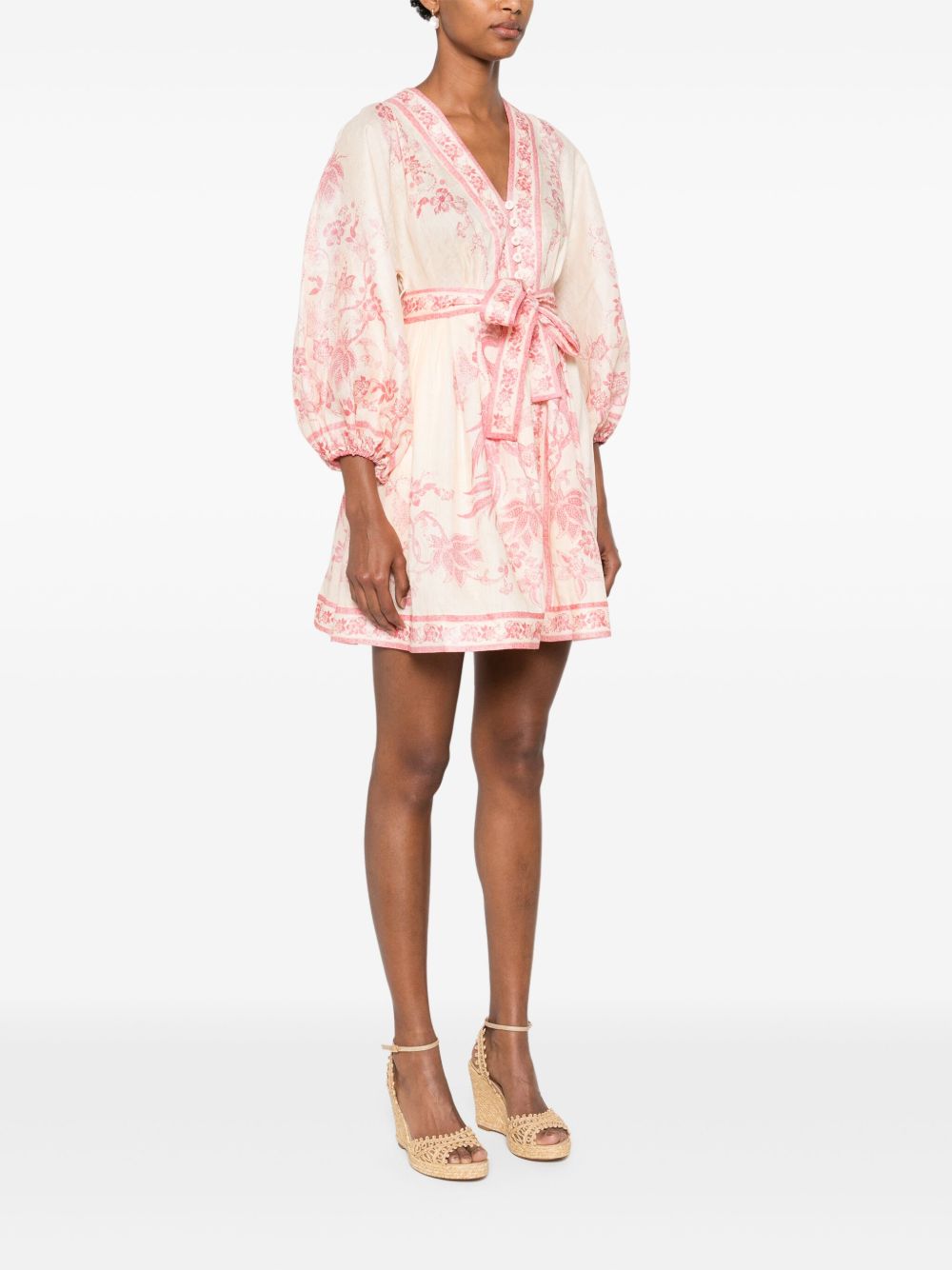 ZIMMERMANN Elegant Mini Printed Dress with Belted Waist