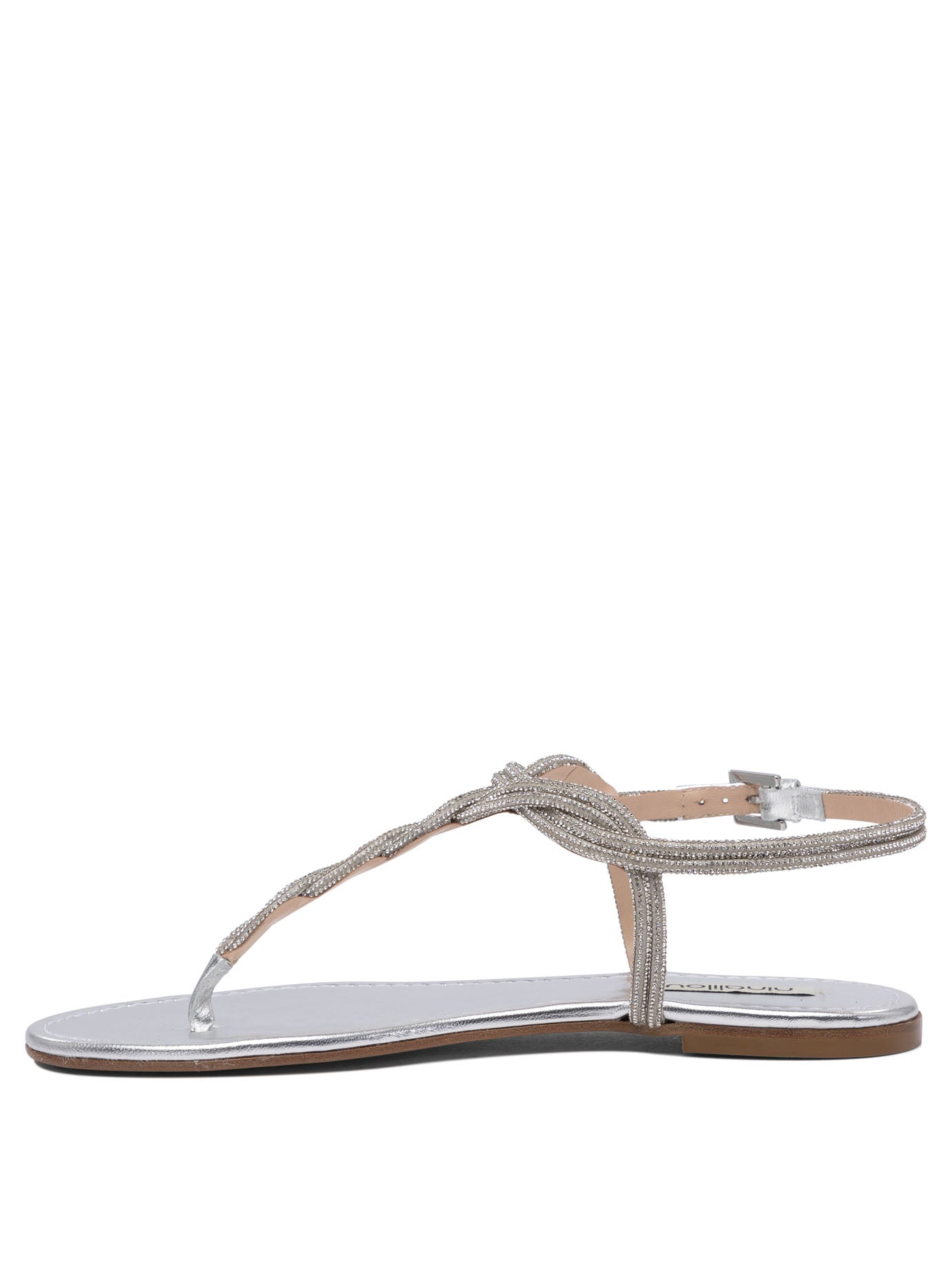 NINALILOU Silver Leather Mini Sandals for Women - SS25 Collection