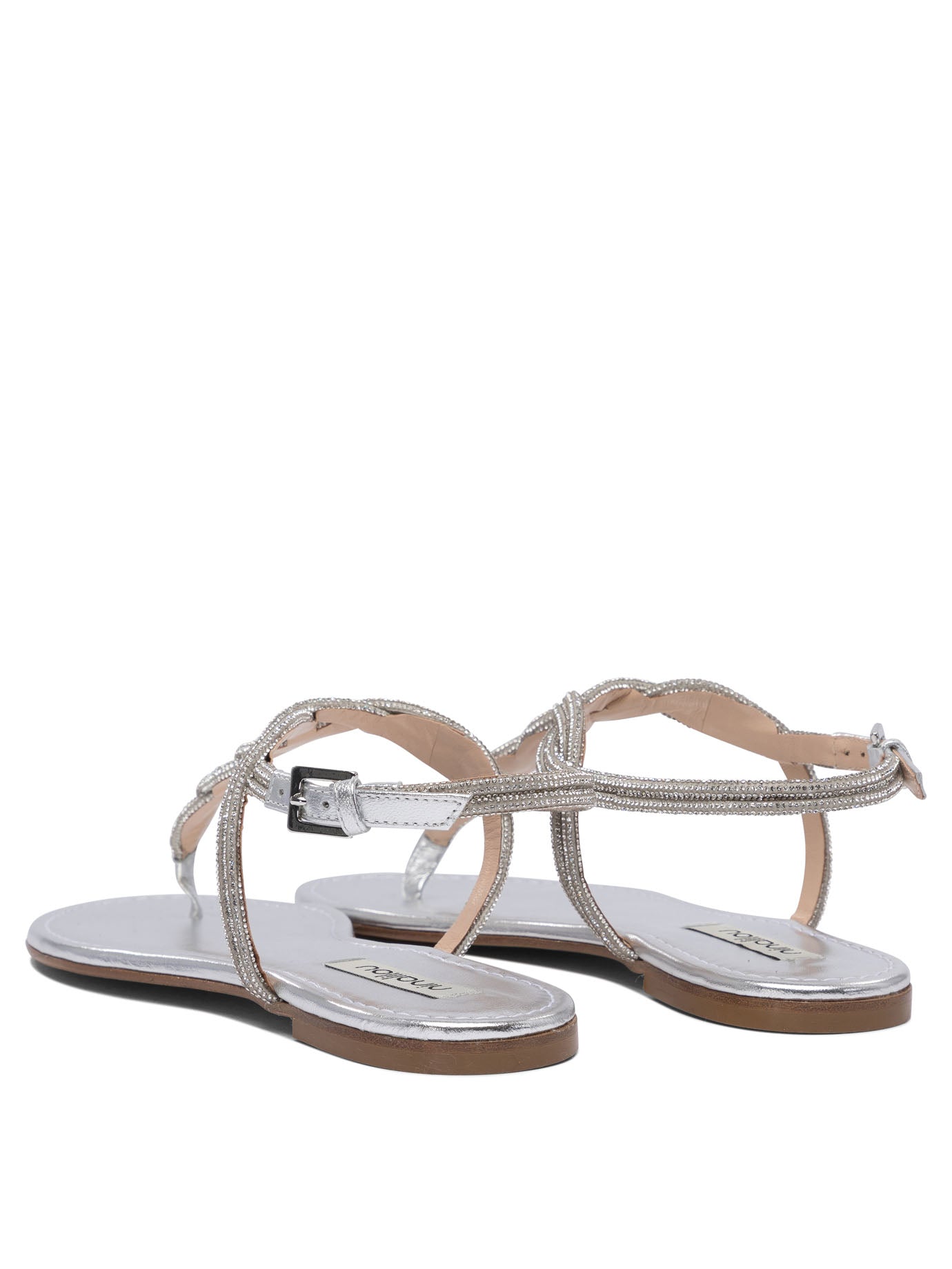 NINALILOU Silver Leather Mini Sandals for Women - SS25 Collection