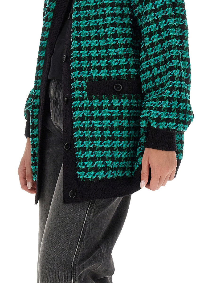 MSGM Oversized Houndstooth Tweed Jacket - Size 40