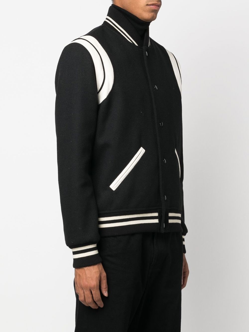 SAINT LAURENT Legendary Varsity Style Wool Bomber Jacket
