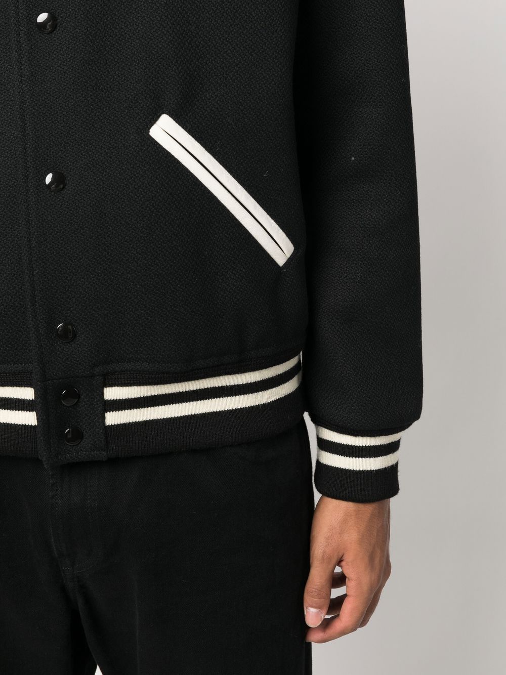 SAINT LAURENT Legendary Varsity Style Wool Bomber Jacket