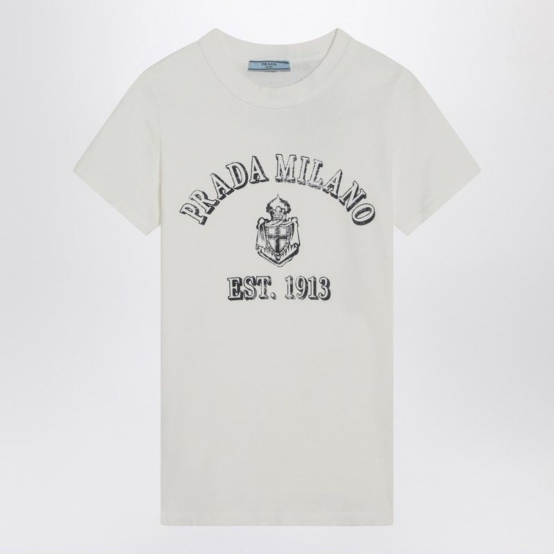 PRADA Distressed Logo Print T-Shirt for Women