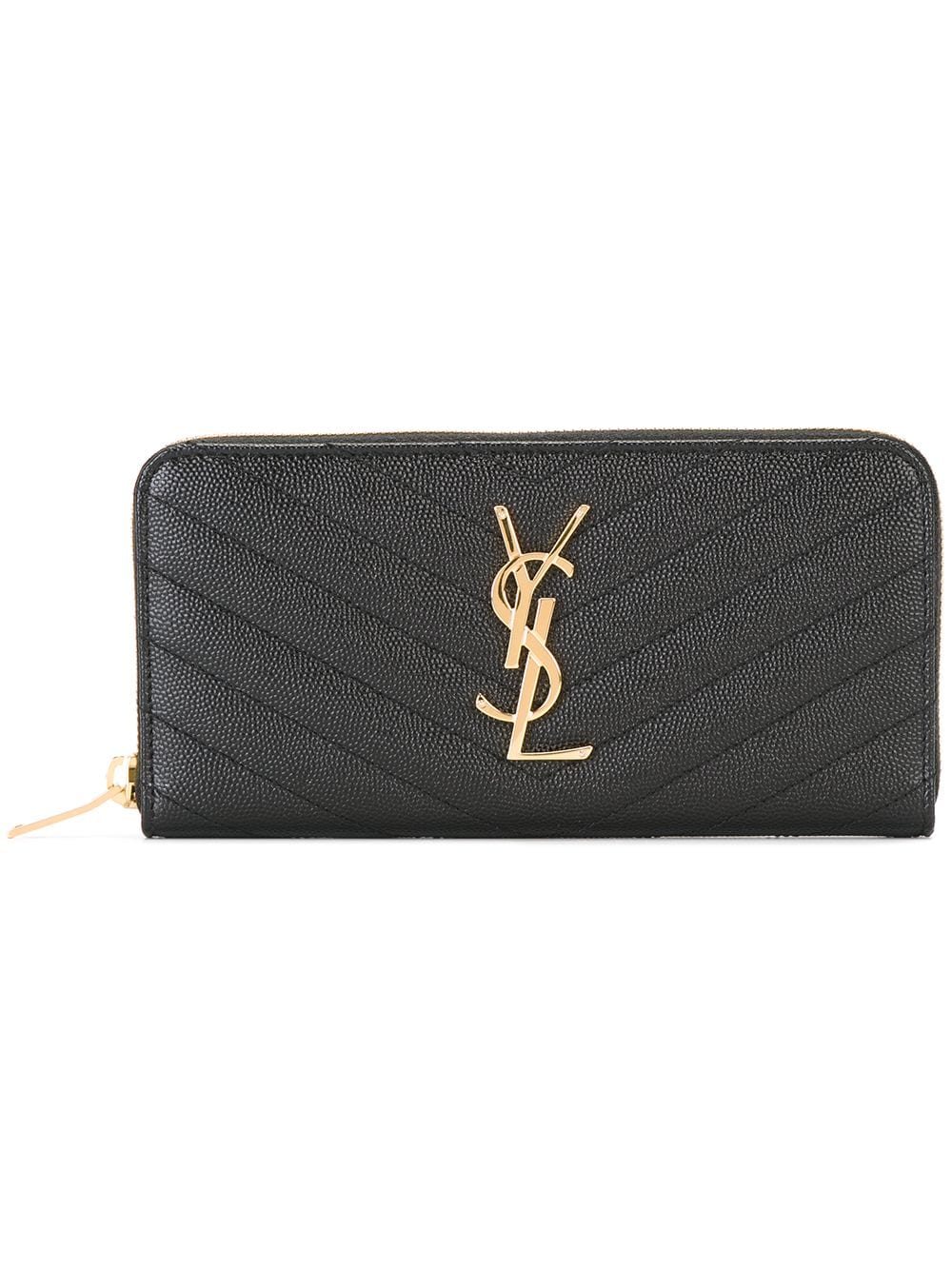 SAINT LAURENT Mini Zip-Around Monogram Wallet
