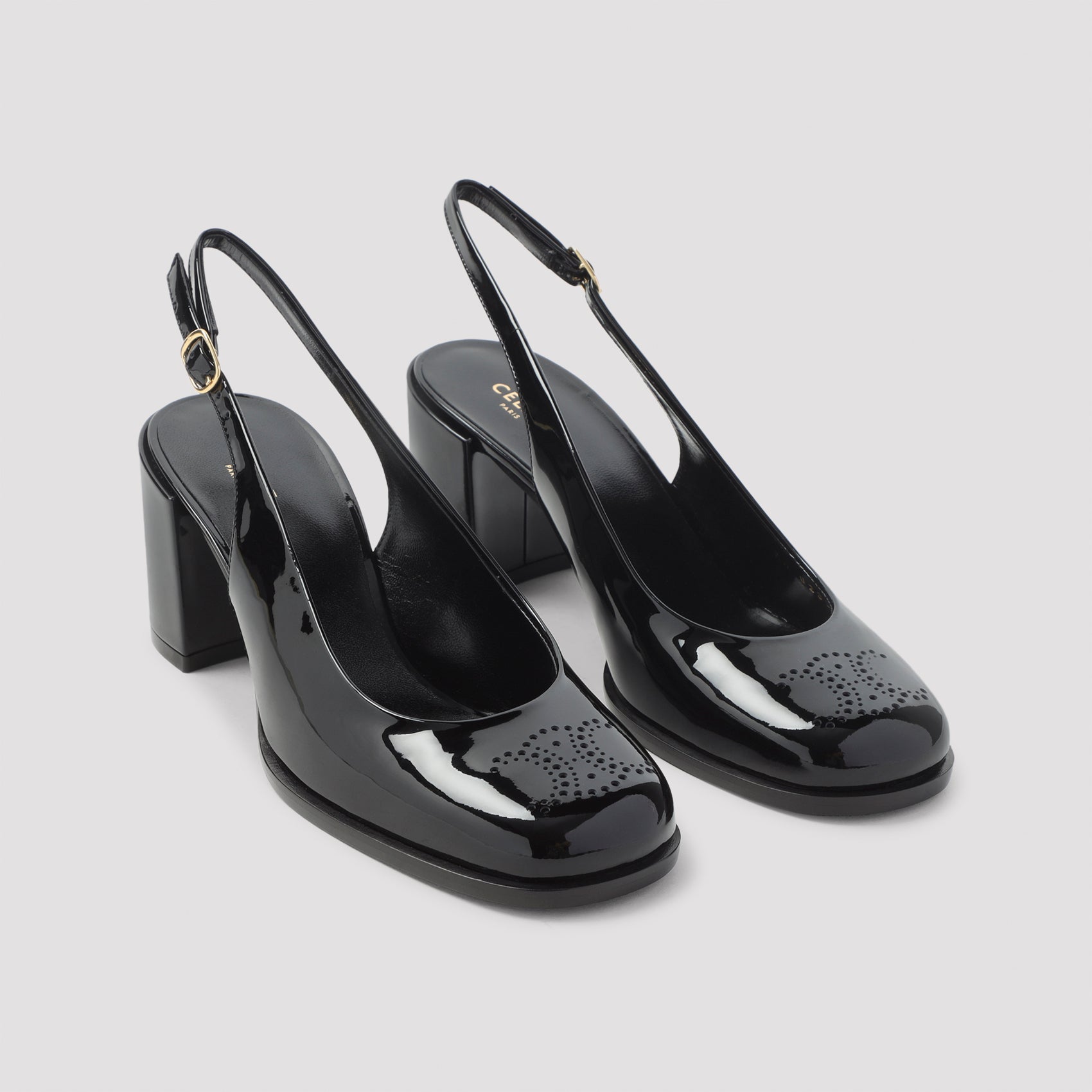 CELINE Perforated Triomphe Slingback Sandals - 6.5cm Heel Height