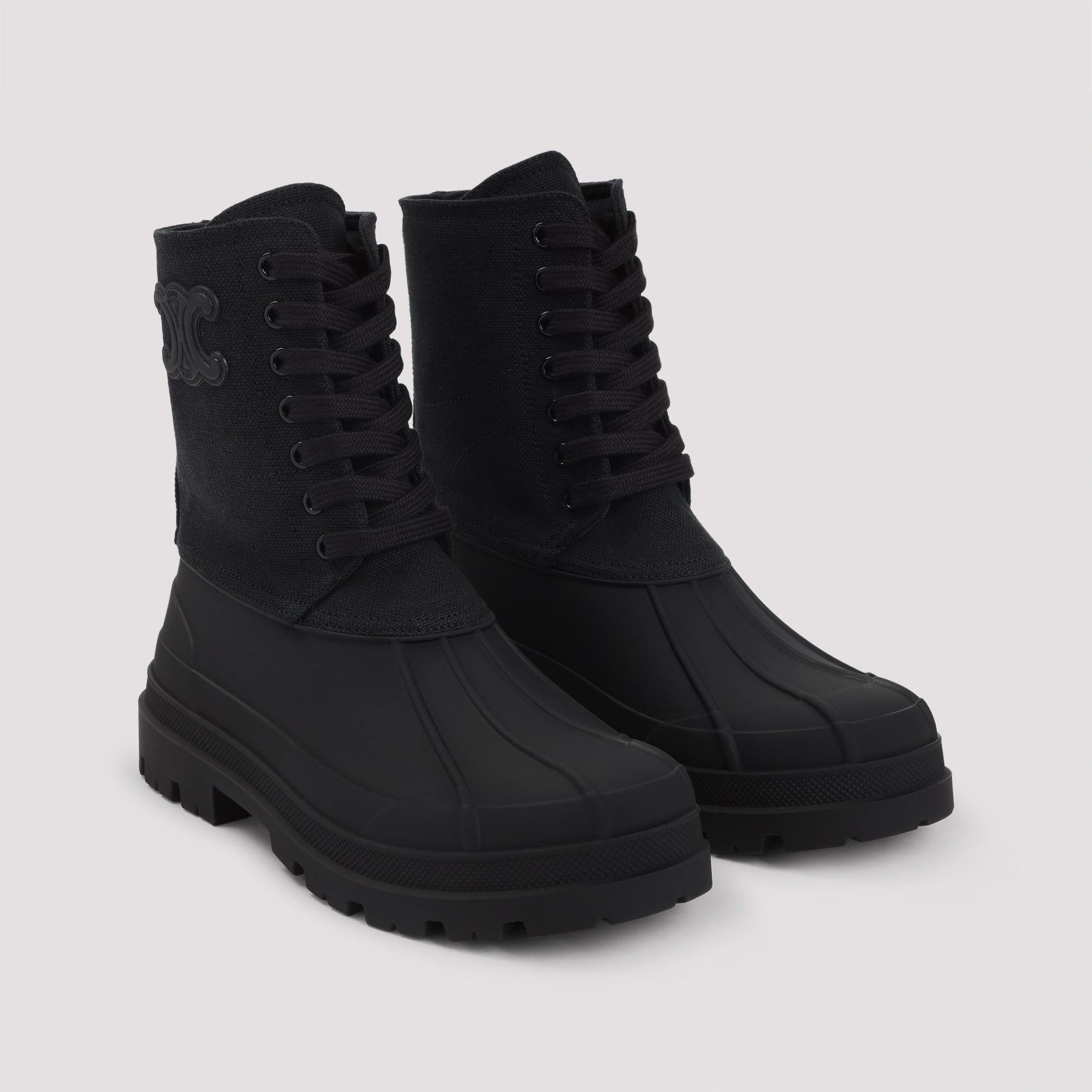 CELINE Triomphe Canvas Boots - Heel Height: 3cm