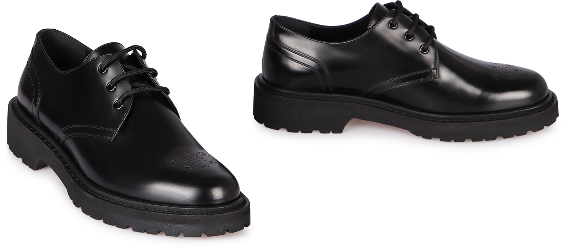 CELINE Rugged Leather Lace-Up Derby Dress Shoes