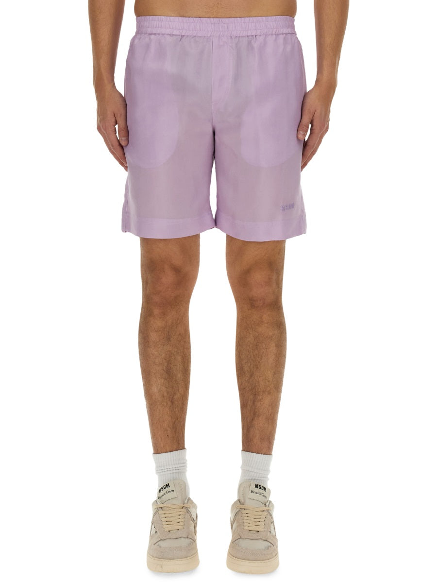 MSGM Men's Regular Fit Logo Shorts - Size 48
