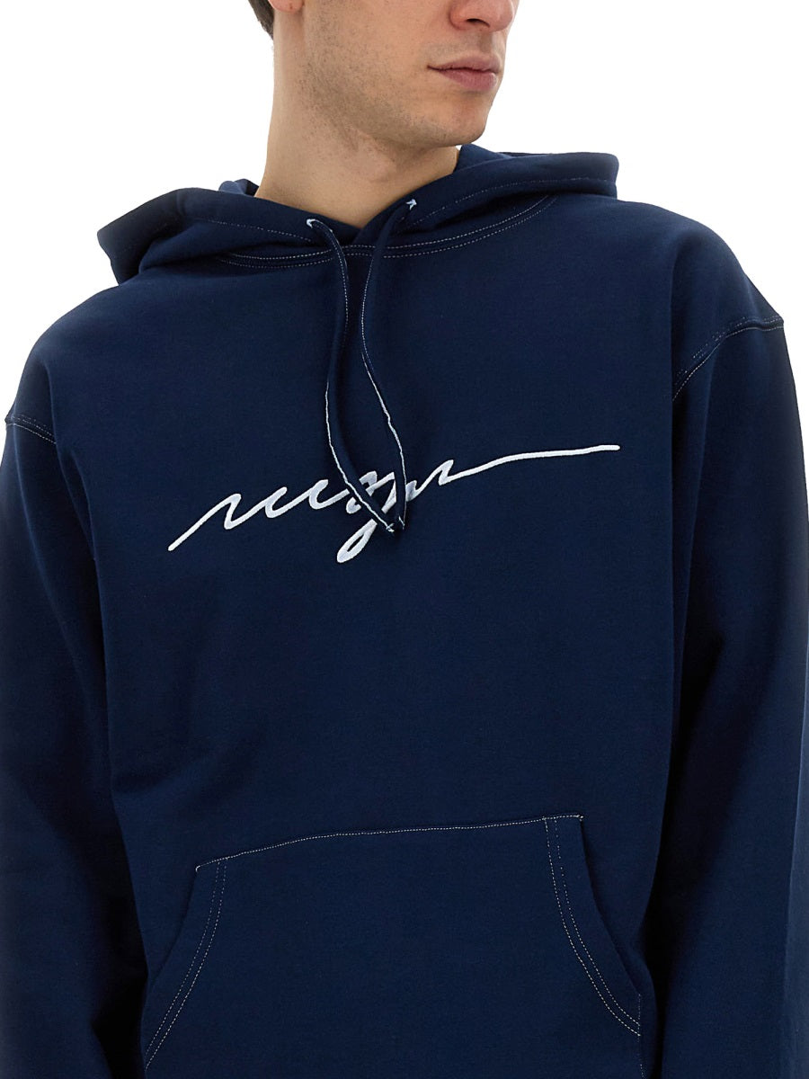 MSGM Oversized Cursive Logo Sweatshirt - Size L