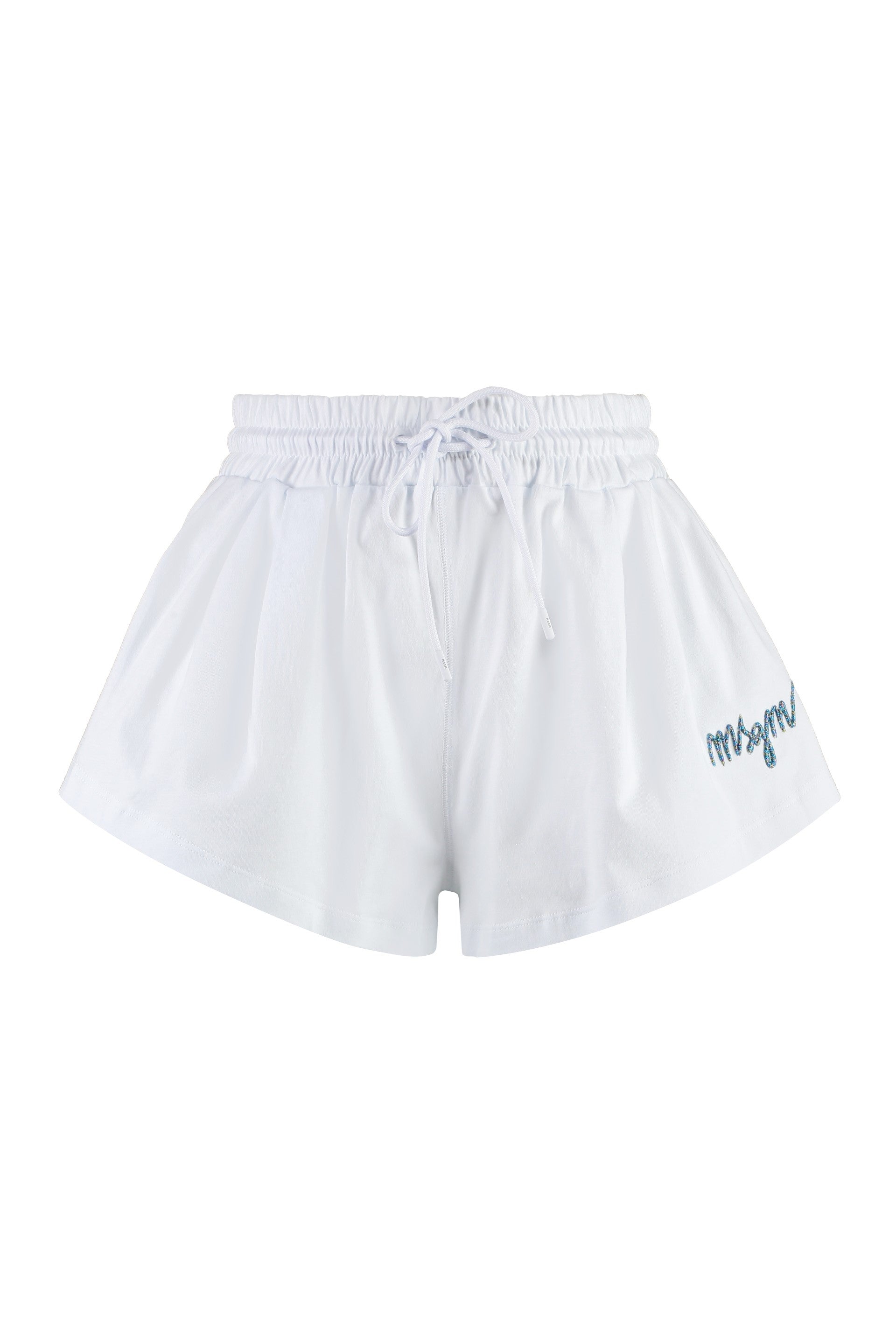 MSGM Women's Mini Cotton Shorts with Elastic Drawstring Waist