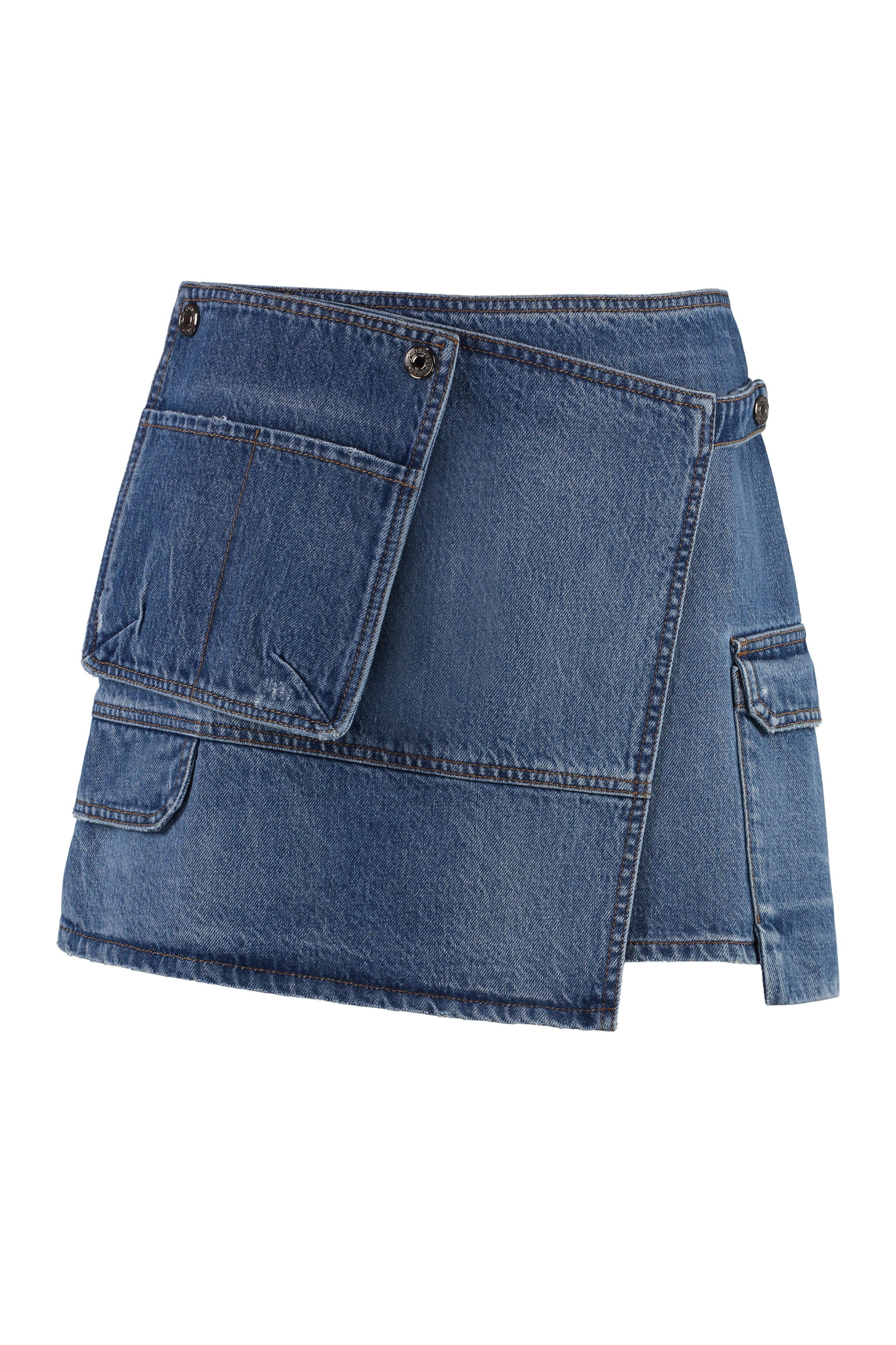 MSGM Women's Asymmetrical Denim Mini Skirt