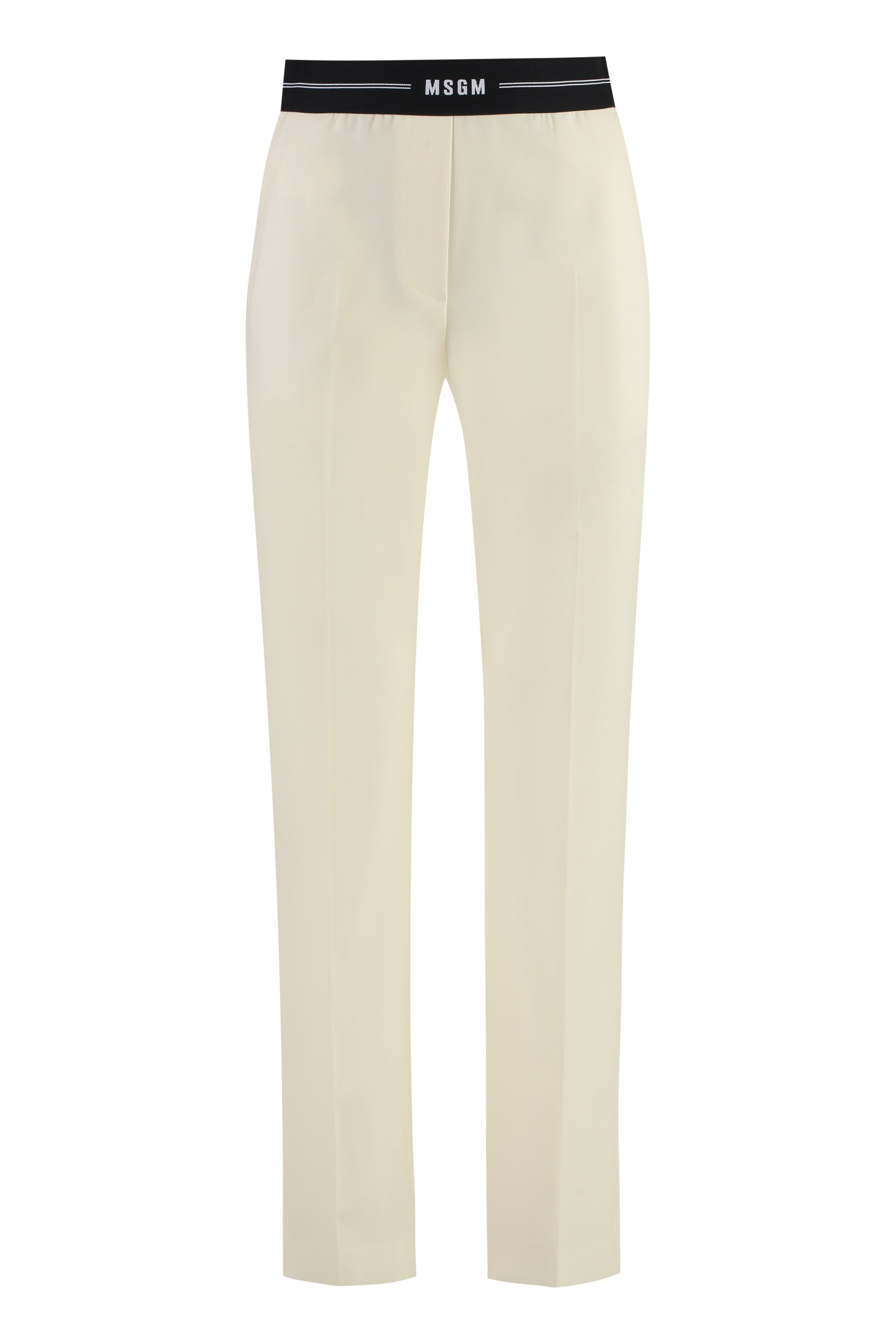 MSGM Wool Trousers with Elastic Waistband for Women