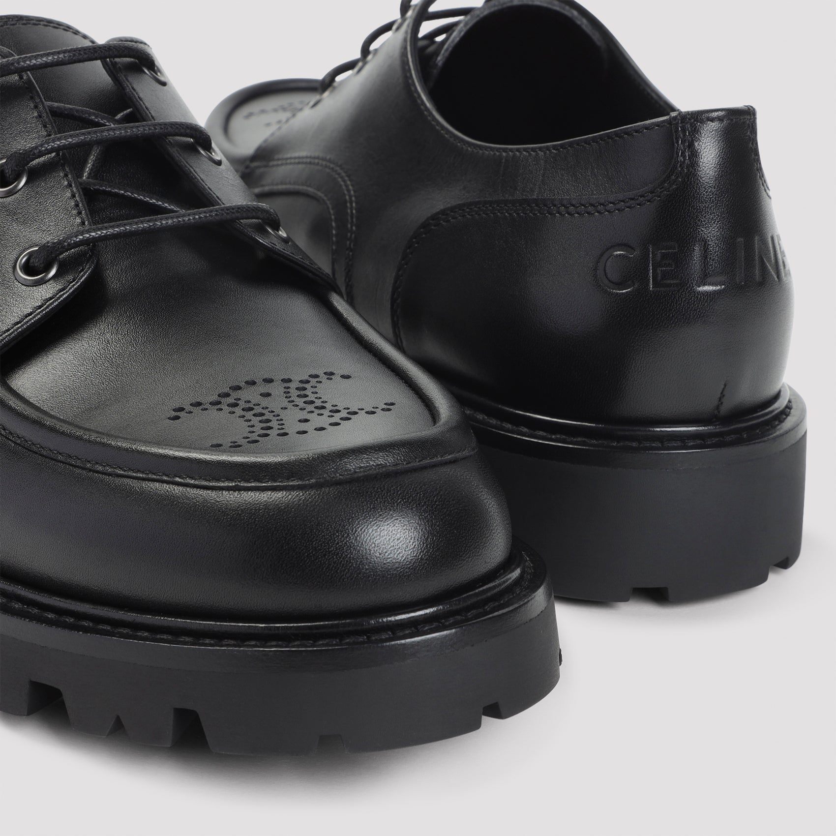 CELINE Men's Derby Dress Shoes in Shiny Bull Leather - FW25