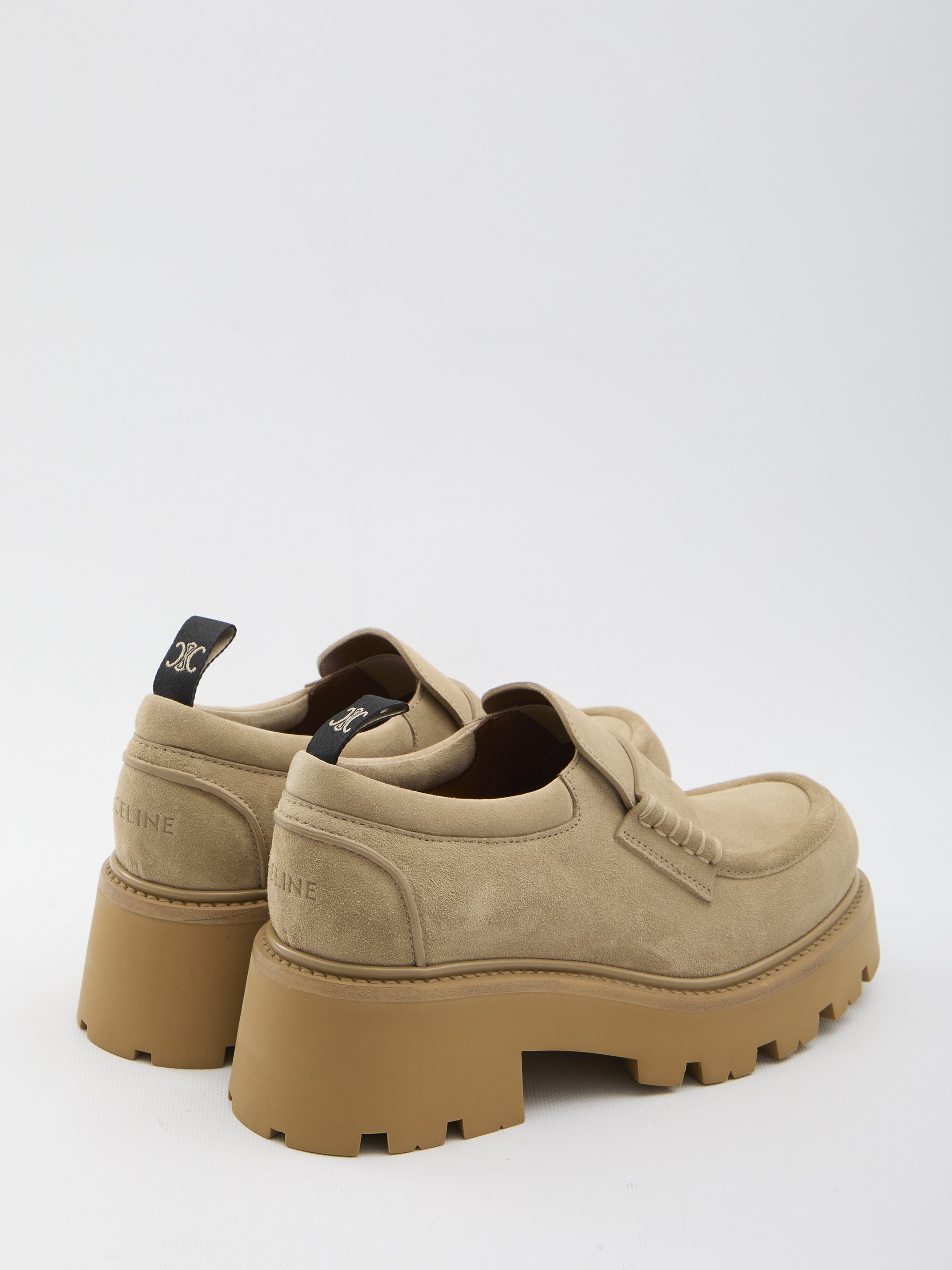 CELINE Suede Loafers with Embossed Detail - Heel Height: 5 cm