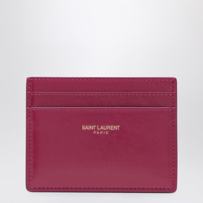 SAINT LAURENT Mini Leather Credit Card Holder