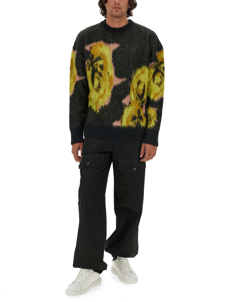 MSGM Pixelated Roses Regular Fit T-Shirt - Size L