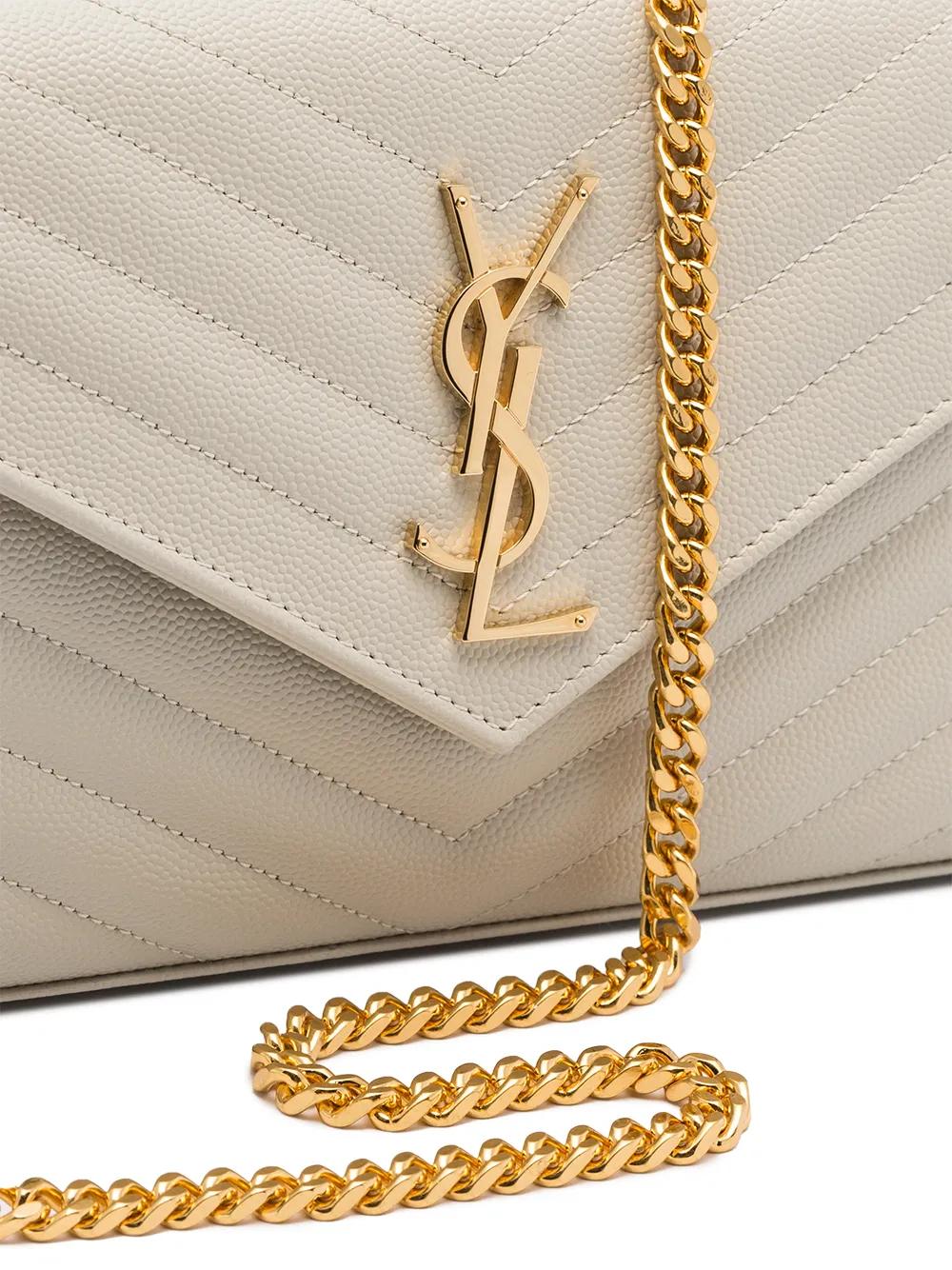 SAINT LAURENT Mini Monogram Grain of Poudre Bag (14 x 22.5 x 4 cm)