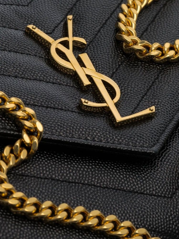 SAINT LAURENT Mini Pouch Handbag with Gold-Tone Monogram - Dimensions 22.5x14x4cm