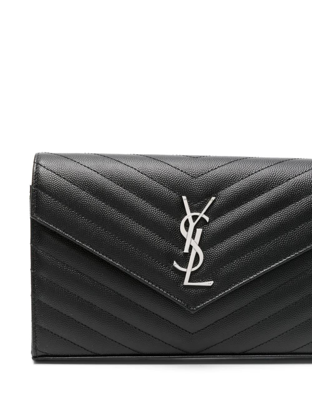 SAINT LAURENT Mini Chevron Quilted Clutch with Chain