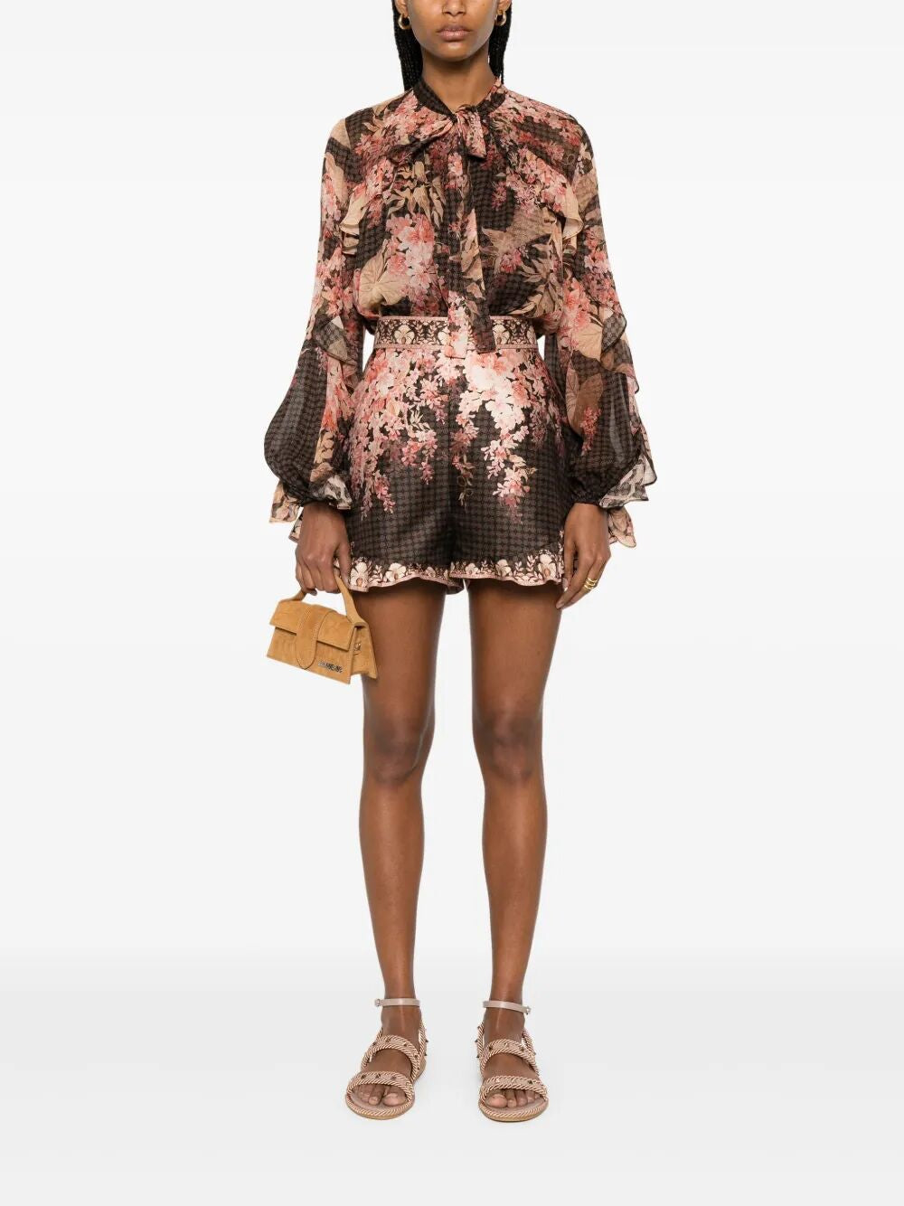 ZIMMERMANN Printed Linen Blend Mini Shorts