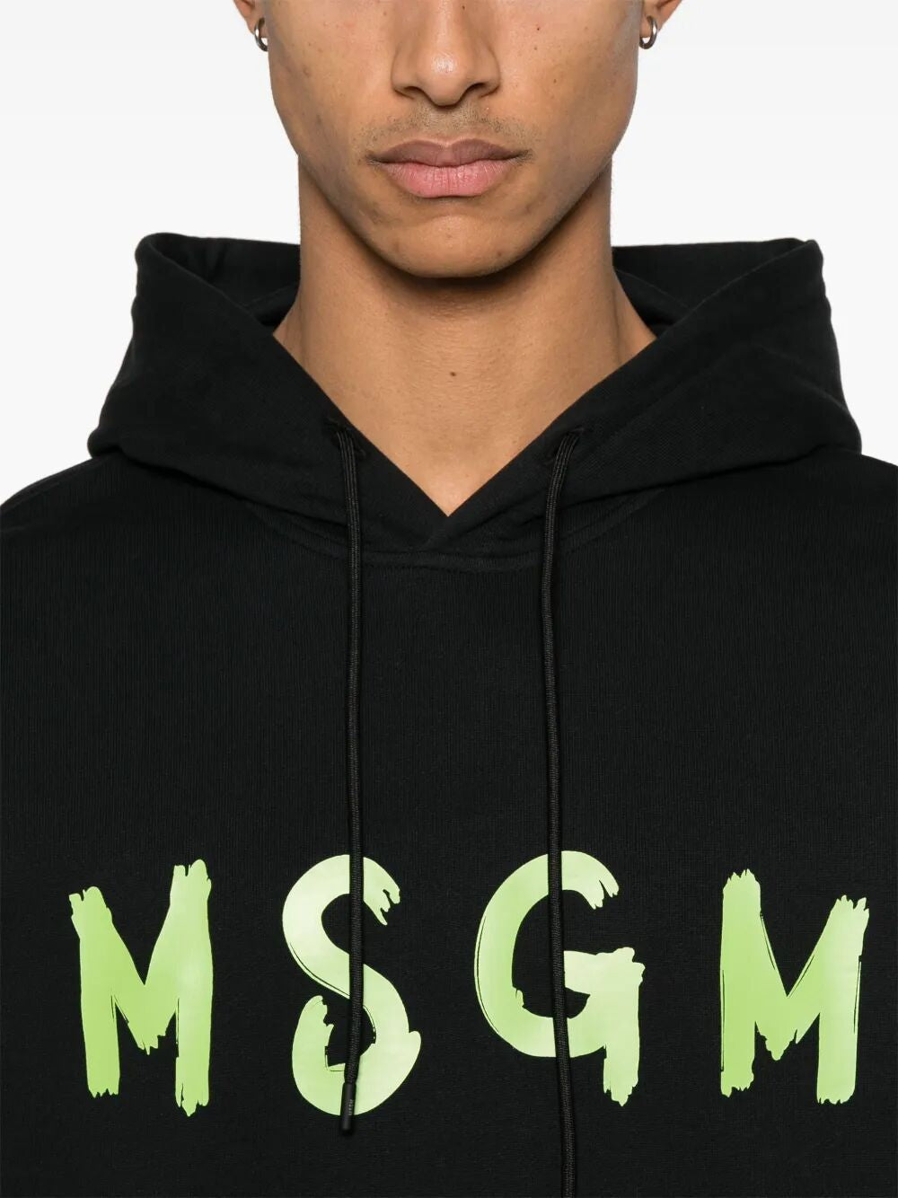 MSGM Relaxed Fit Logo Print Cotton Hoodie for Men