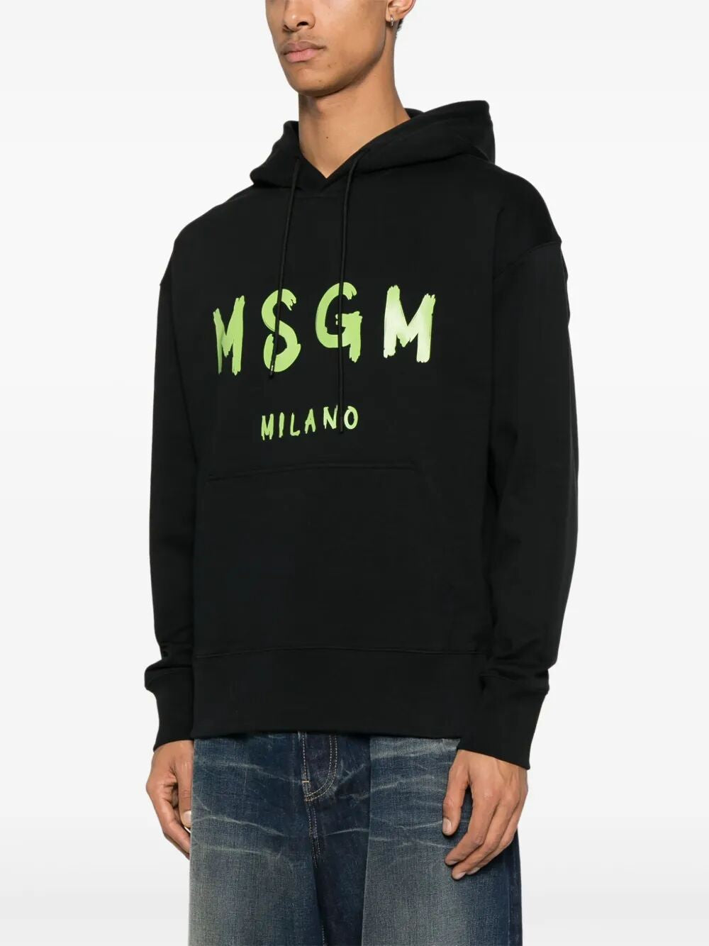 MSGM Relaxed Fit Logo Print Cotton Hoodie for Men
